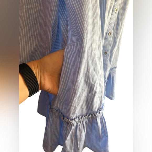 Anthropologie Sally Tunic shirt button down blue stripe Dress Size small prelove - Picture 9 of 12